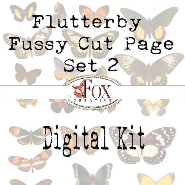 SET 2 Butterfly Images, Fussy Cut Pages, Flutterby Digital Kit DIGI19 78