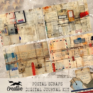 POSTAL SCRAPS, Zestaw do cyfrowego dziennika, Scrapbooking Printable DIGI24 10