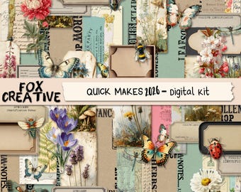 Quick Makes 2026 – Nature Collage Kit, Printable Junk Journal ephemera Kit  DIGI26 05
