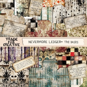 NEVERMORE LEDGER – BASES ¡A por todas en junio de 2025! Etiquetas/Sobres para diarios/scrapbooking, bases para diarios de Halloween, kit de efímeras DIGI25 30