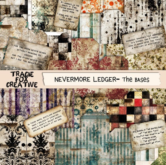 Nevermore Ledger Bases – Halloween Journal Tags & Envelopes DIGI25 30