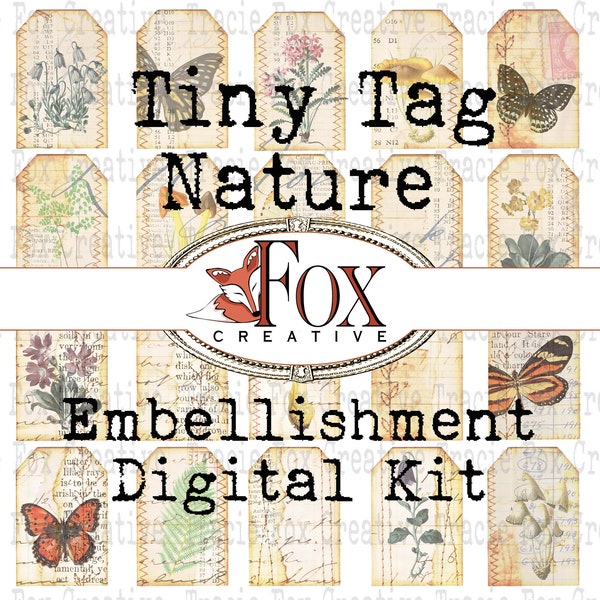 Nature Tiny Tags: Floral, Toadstool and Mushroom Tiny Tags Mix DIGI19 37