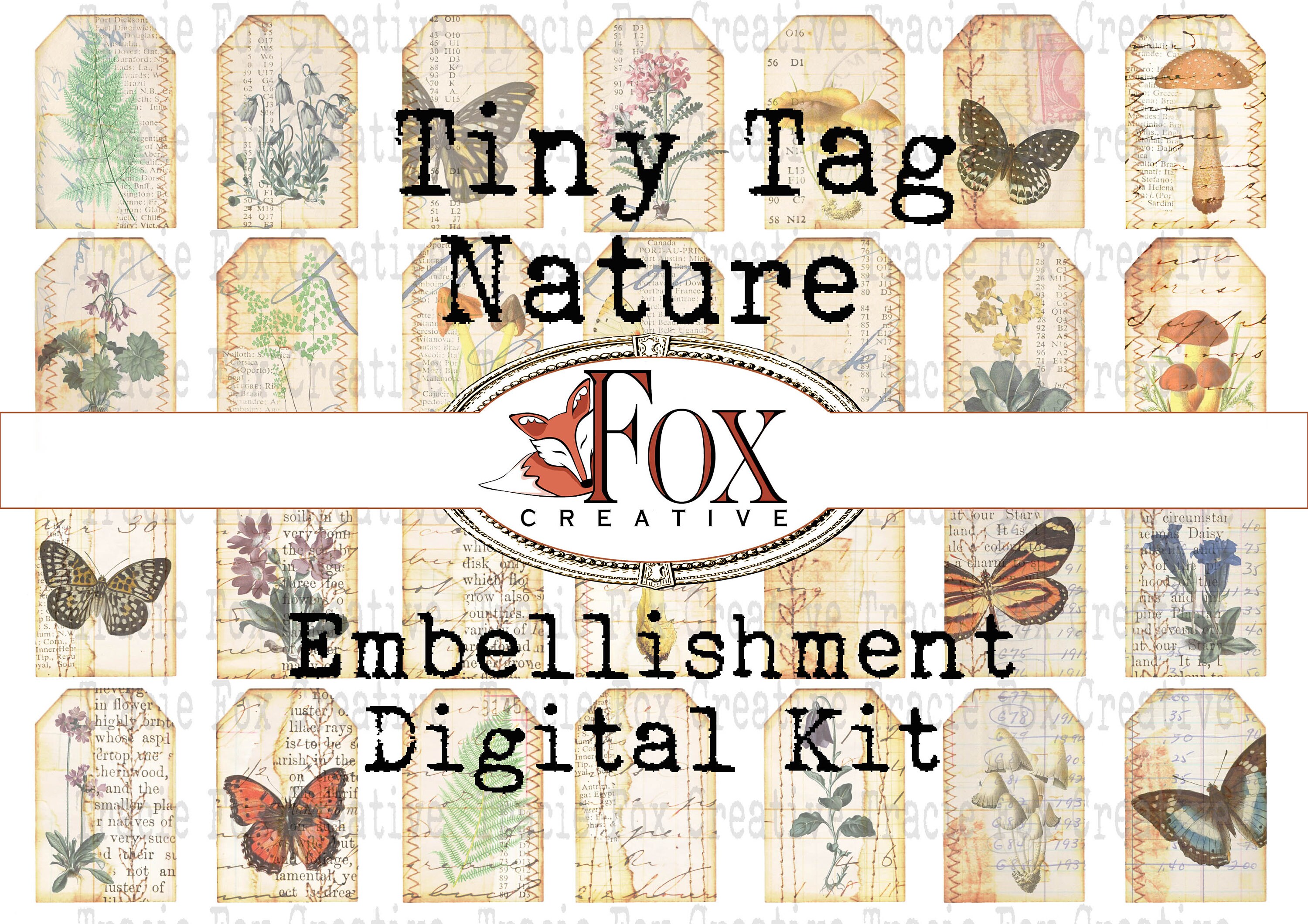 Nature Tiny Tags: Floral, Toadstool and Mushroom Tiny Tags Mix DIGI19…