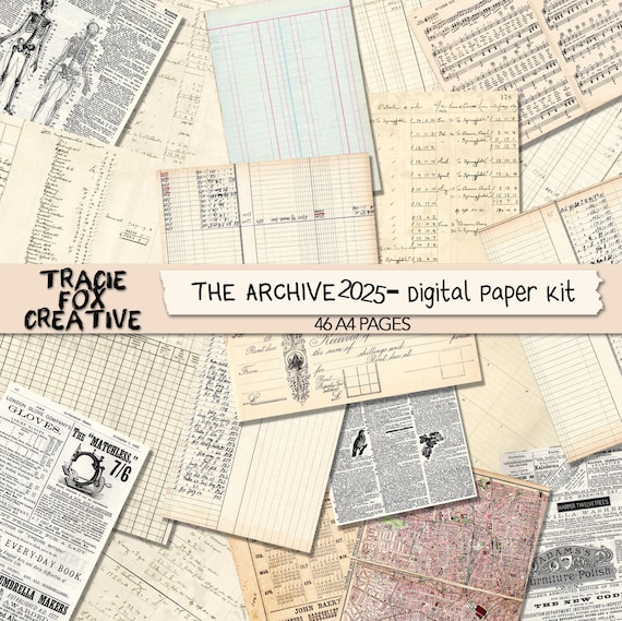 The ARCHIVE 2025 – New, Vintage Papers, Journal Digital Document, Printable Scrapbooking Pages! DIGI25 27