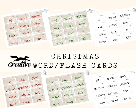 CHRISTMAS WORDS, Digital Flash Cards, Printable Digital Kit, DIGI22 41