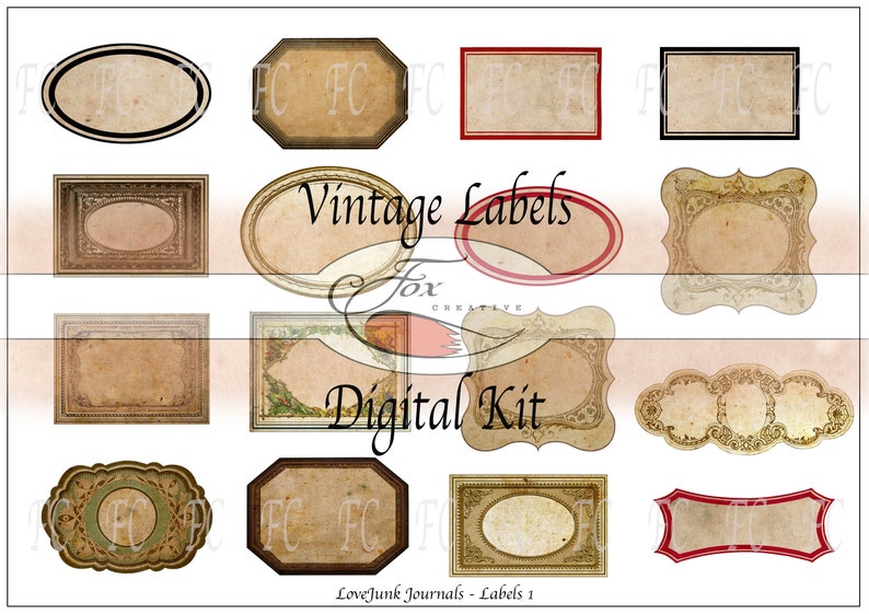 Vintage Digital Fancy Labels DIGI19 81 Etsy