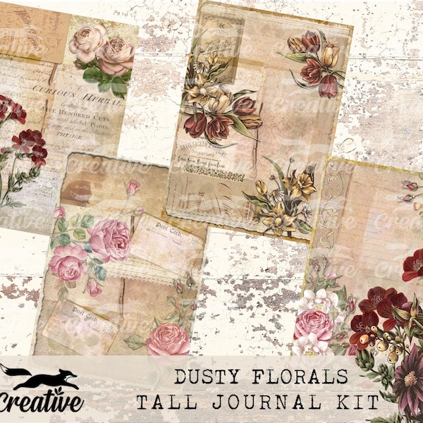 Trousse de grand journal floral poussiéreux, DIGI23 19