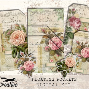 TASCHE FLUTTUANTI, Set 1, Kit per scrapbooking/diario digitale con graziose tasche ed etichette, DIGI23 30