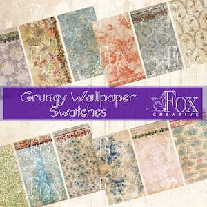 Amostras de papel de parede grunge, papéis de diário digitais, kit digital de scrapbook para impressão DIGI20 62