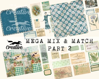 Mega Mix & Match SET 2, kit numérique, embellissements et étiquettes de journal, DIGI22 05