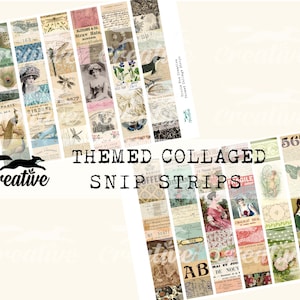 Themed Collage SNIP STRIPS, 2 sizes, Digital Journal/Scrapbook Ephemera, Digital Kit DIGI23 09