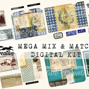 MEGA MIX & MATCH, Kit de diário/álbum de recortes digital, Enfeites e etiquetas para impressão, Etiquetas em camadas DIGI22 03