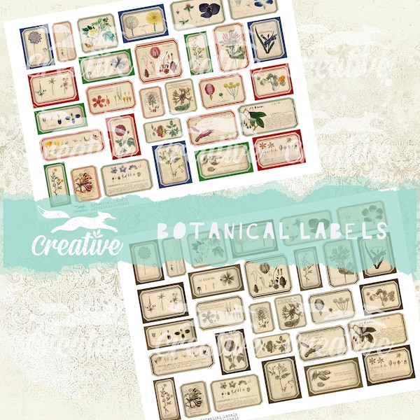 Botanical Labels, Digital Label Kit DIGI21 45