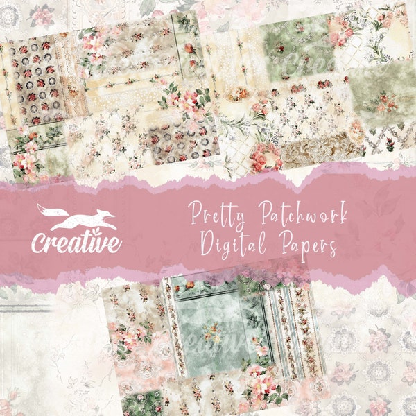 Pretty Patchwork Papers, Digital Paper Kit, DIGI21 62