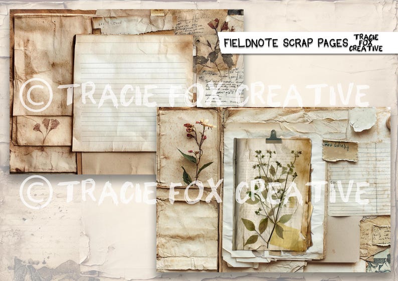 Scrap File With Ruled Pages Fieldnote Scrap Pages – Printable Junk Journal Kit (20 A4 Sheets ...