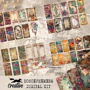 BOHO-EPHEMERA, Zestaw do cyfrowego dziennika i scrapbookingu, cyfrowe efemerydy, DIGI24 12