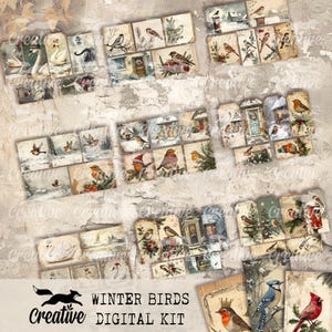 AVES DE INVIERNO, Kit imprimible de diario y scrapbooking, efímera digital, DIGI24 47