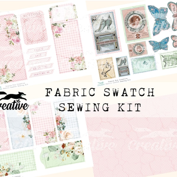 Fabric Swatch Sewing Kit, Digital Embellishments, Journal Kit DIGI22 33