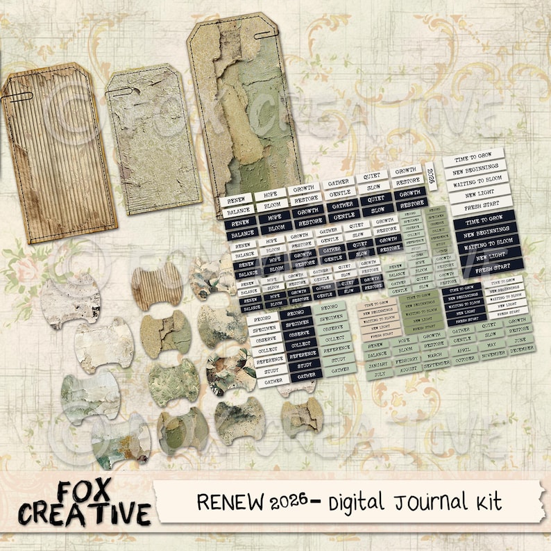 RENEW 2026 – Digital Journal Kit | Spring Ephemera Digital Scrapbook ...