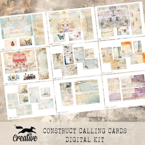 Construire des cartes de visite, journal numérique/éphémères de scrapbooking, kit imprimable, DIGI24 48