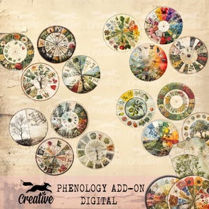 FENOLOGIA Papel ADICIONAL Elementos efêmeros/planejador, Kit digital para diário/álbum de recortes, DIGI2509