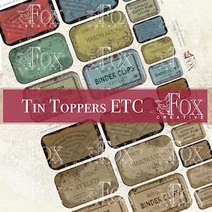 TIN TOPPERS Etc Set 1, Digital Kit, Junk Journals/Scrapbooking, Vintage Tin Tags, DIY Gift Idea DIGI20 49