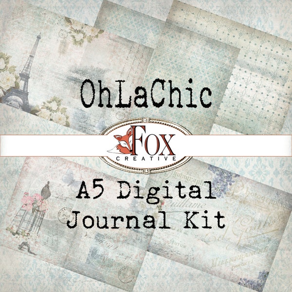 OhLaChic: Shabby Chic, Paris Themed Digital Journal Kit A5.   DIGI19 14