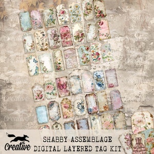 Assemblage minable, petites étiquettes superposées, journal éphémères, kit numérique de scrapbooking, DIGI24 20