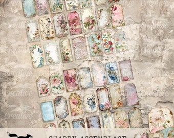 Shabby Assemblage, kleine gelaagde tags, digitale kit, DIGI24 20