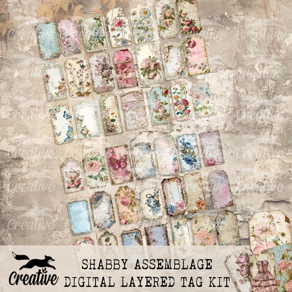 Shabby Assemblage, Little Layered Tags, Digital Kit, DIGI24 20
