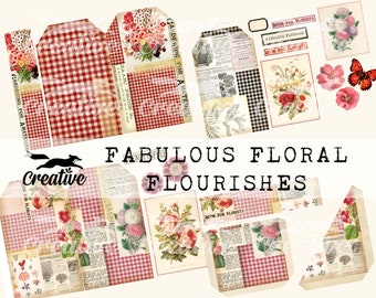 FABULOUS BLOEMEN bloeit, origineel! Kit met digitale tags en ephemera, tagboekkit, afdrukbaar plakboek DIGI22 05