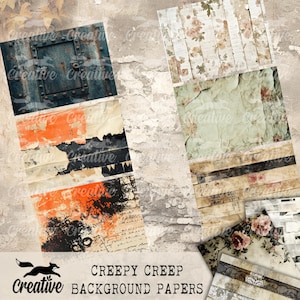 CREEPY CREEP,  Grungy Digital Background Papers,  Halloween Journal/Scrapbooking Pages, DIGI24 38