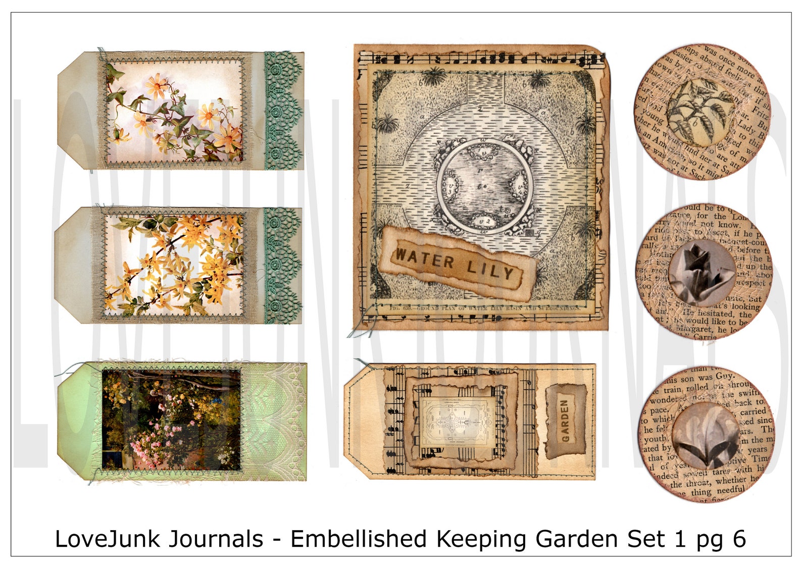 Vintage Garden Digital Journal Kit. Embellished Keeping Garden | Etsy