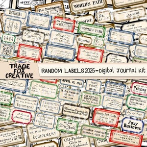 ETIQUETAS ALEATORIAS 2025 – NUEVO: Estilo vintage, ¡Una página de etiquetas aleatorias para scrapbooking y diarios basura! DIGI25 26