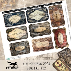 BLIKKEN TOPPERS 2024, vintage afdrukbare imitatieblikken, cadeau-idee, DIGI24 09