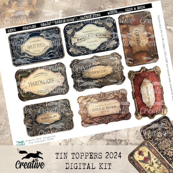 Tin Toppers 2024, Vintage Printable Faux Tin Tops, DIGI24 09