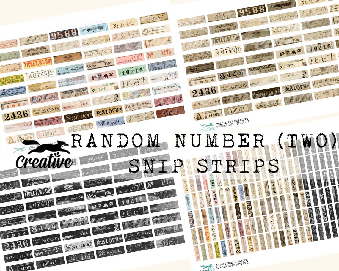Random Number (set Two) Snip Strips, DIGI22 15, Digital Text Labels - Etsy