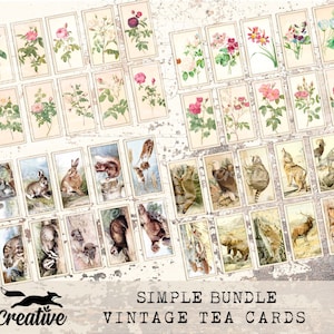 SIMPLE (Budget) Vintage/Faux Tea Card-bundel, digitale dagboekkit, afdrukbaar plakboek tijdelijk DIGI23 31