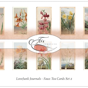 Cartes de thé numériques florales. Cartes de faux thé. Lot de 2 DIGI18 48