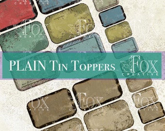 PLAIN: Tin Toppers Set 1, Digital Kit, Junk Journals, Vintage Tin Tags, DIGI20 50