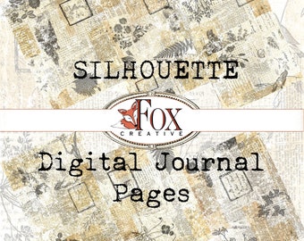 Silhouette, Digital Journal Pages, Digital Collage Sheets.  DIGI19 22