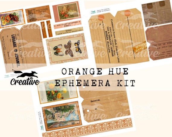 Orange Hue Ephemera Digital Kit DIGI22 38 - Etsy