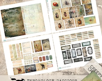 ENTOMOLOGY PASSPORTS, Digital Ephemera Kit for Journal Making, Digital Journal Kit, DIGI24 14