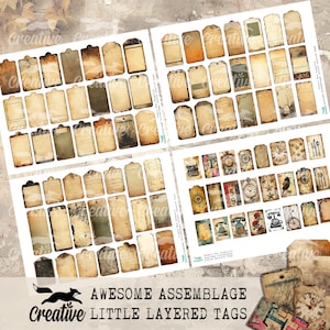 GEWELDIGE MONTAGE, kleine gelaagde tags, digitale kit dagboek/scrapbooking, DIGI24 07