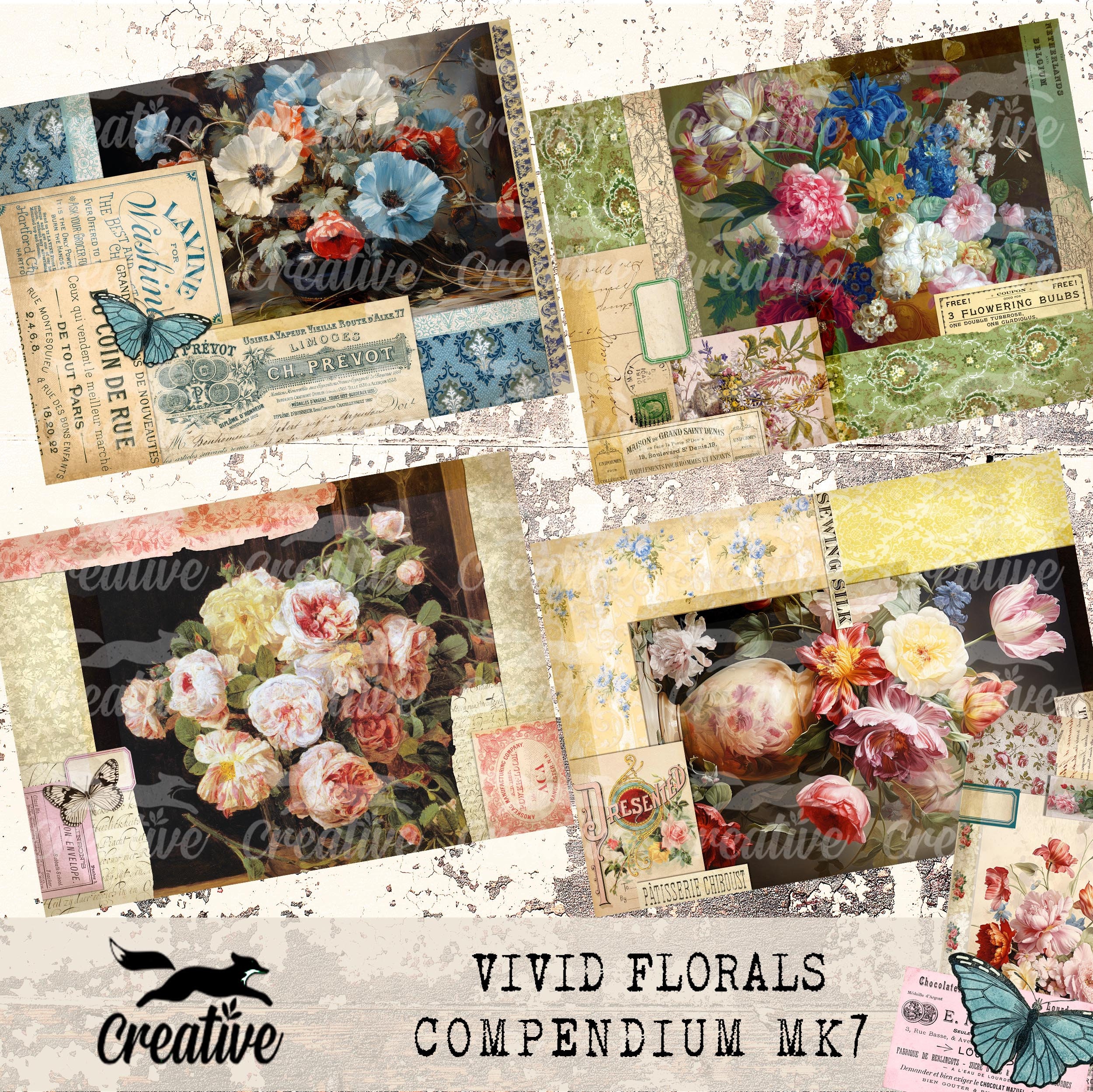COMPENDIUM VIVID FLORALS MK7, Digital Journal Kit, Printable Scrapbook ...