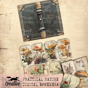 PRAKTISCHE NATUUR Kortstondige, afdrukbare botanische junk Journal Kit, digitale download voor scrapbooking en collage DIGI25 15