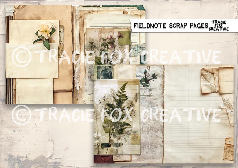 Scrap Notes.pdf Fieldnote Scrap Pages – Printable Junk Journal Kit (20 A4 Sheets ...