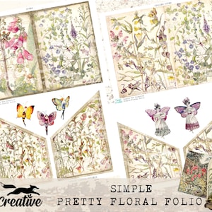 May include: A digital collage sheet featuring floral illustrations, butterflies, and fairies. The sheet is designed for crafting and scrapbooking projects. It includes a variety of images, including flowers, butterflies, fairies, and other nature-inspired elements. The sheet is printed on high-quality paper and is perfect for adding a touch of whimsy and beauty to your projects.