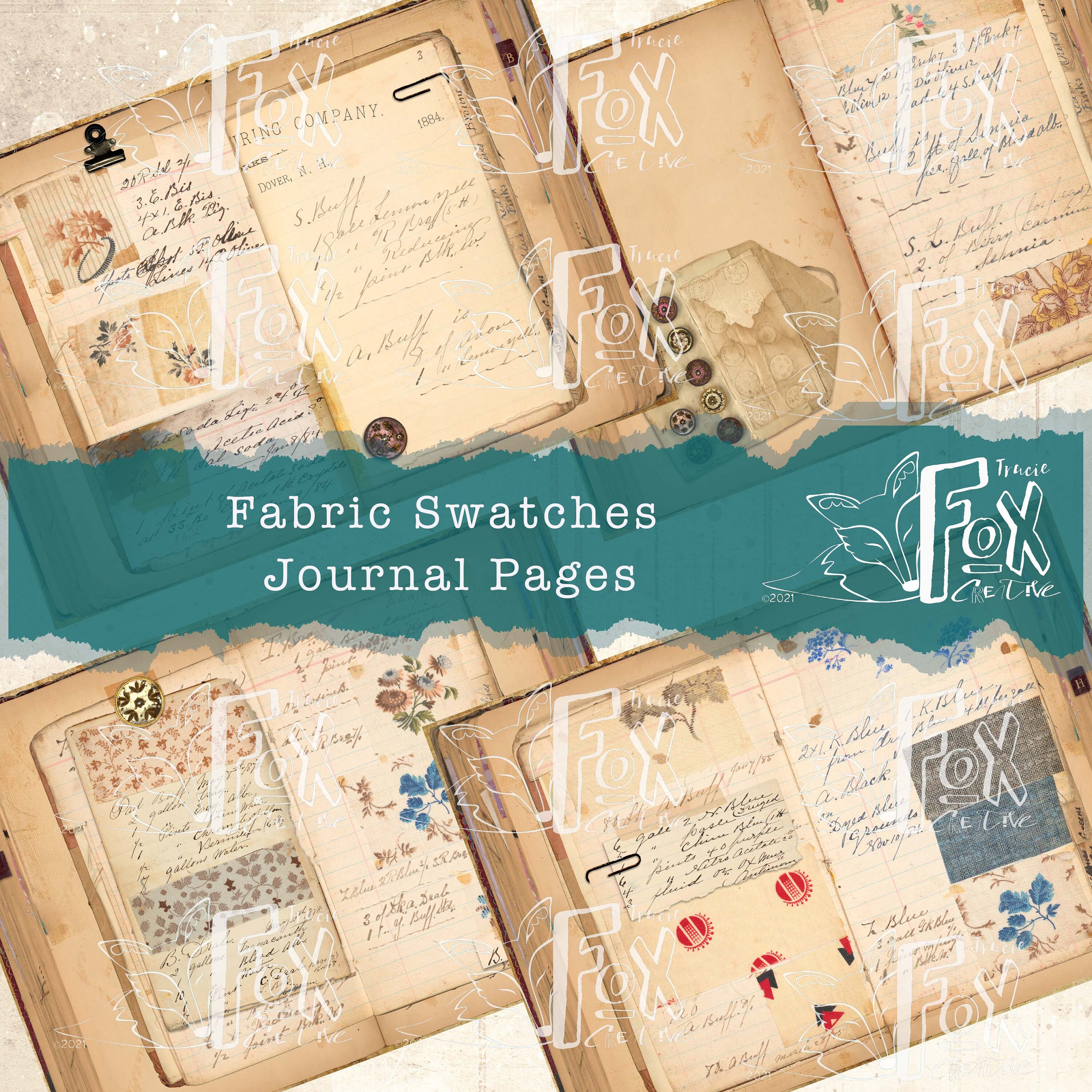 Fabric Swatches Digital Journal Pages.  DIGI21 10
