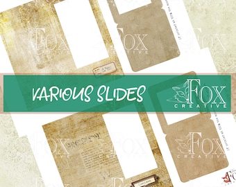 VARIOUS SLIDES,  Digital Specimen Slides, Journal Slides Kit, Printable Scrapbooking ephemera DIGI20 43